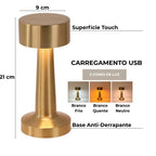 Luminária de Mesa em LED Touch Recarregável Dourada Sirena