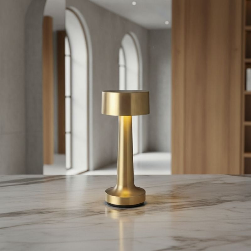 Luminária de Mesa em LED Touch Recarregável Dourada Sirena