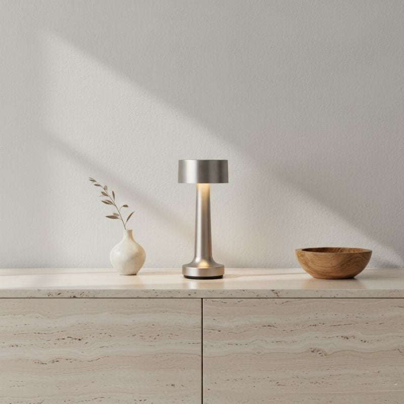 Luminária de Mesa em LED Touch Recarregável Prata Sirena