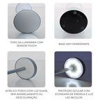 Luminária de Mesa em Led Recarregável Prata Modelo Orbi