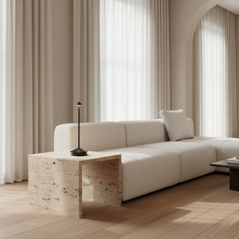 Luminária de Mesa em Led Recarregável Preta Modelo Vellum