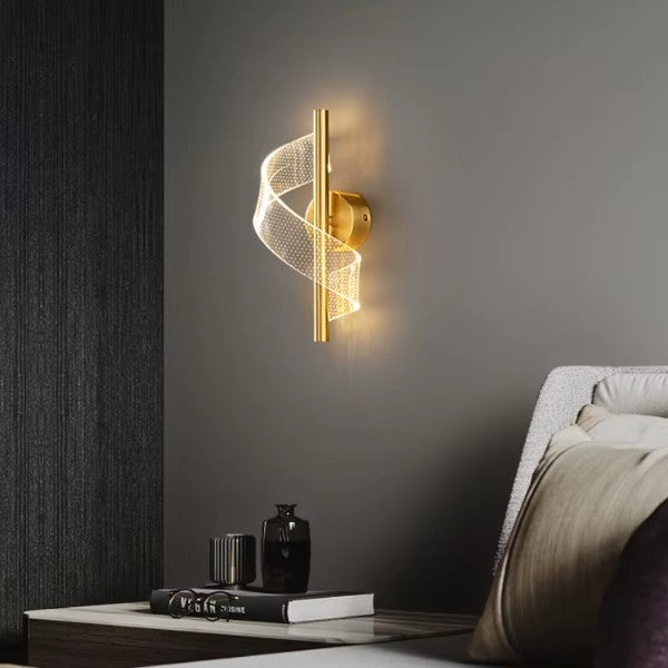 Luminária de Parede Decorativa Dourada Spira