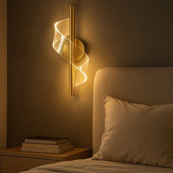 Luminária de Parede Decorativa Dourada Spira